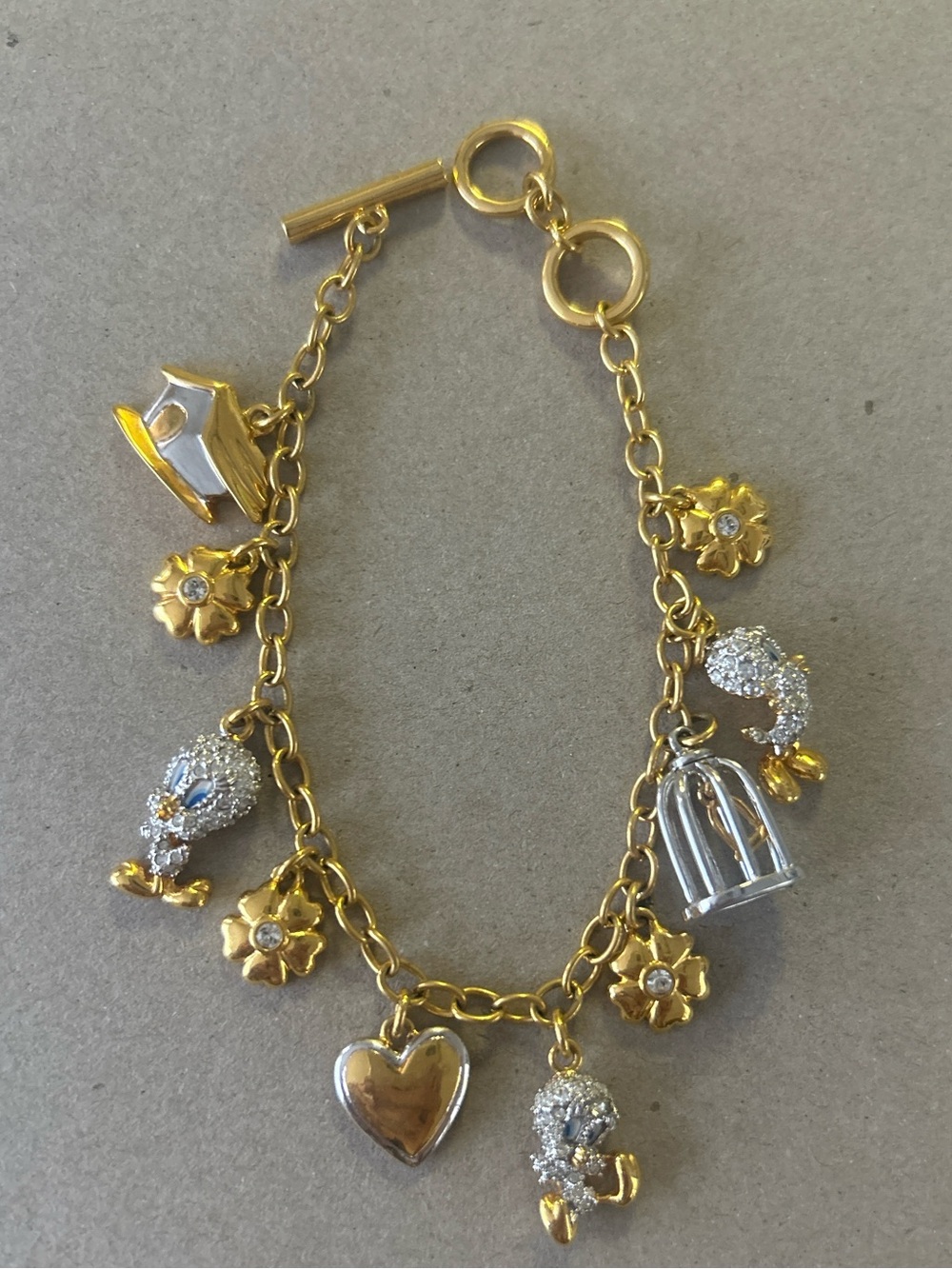 Rare Vintage Danbury Mint & Warner Brothers Tweety Bird Charm Bracelet